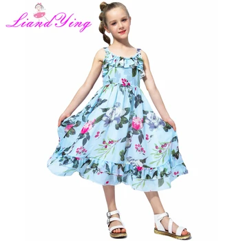 Рокли За Момичета 2020 Нова Лятна Мода Облекло Принцеса На Nikola Шифон Без Ръкави Сладък Рокли За Момичета От 2 До 12 Години