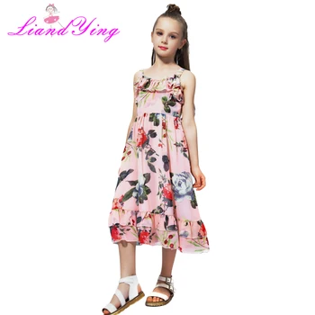Рокли За Момичета 2020 Нова Лятна Мода Облекло Принцеса На Nikola Шифон Без Ръкави Сладък Рокли За Момичета От 2 До 12 Години