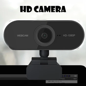 Мини завъртане уеб камера HD 1080P компютър на компютър, уеб камера с микрофон камера за директно излъчване на видео разговори конферентните работа