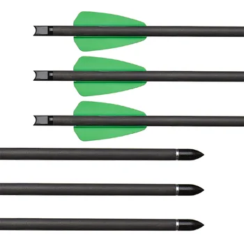 Huntingdoor 6/12 / 24 бр. въглероден Арбалет с дължина на стрелата 7,5 инча и 2 бр. пластмасови перо ловни стрели за възрастни Стрелба с лък