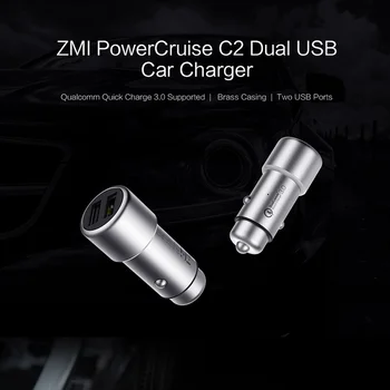 Оригиналът на Xiaomi ZMI Car Charger QC3. 0 бързо зареждане на двойно USB-порт за зарядно устройство 5V / 2.4 A 9V / 12V 2A / 1.5 A за iPhone Xiaomi iPad, Samsung