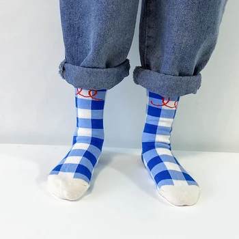 4 чифта/лот Детски чорапи памучни зимни печатни решетки геометрия на телето дължина Детски чорапи момичета момчета дете Детски чорапи
