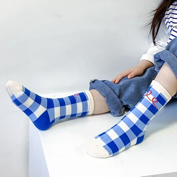 4 чифта/лот Детски чорапи памучни зимни печатни решетки геометрия на телето дължина Детски чорапи момичета момчета дете Детски чорапи