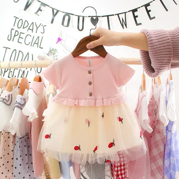 Мода Baby Flower Princess Dress 1 година Рожден Ден облечи лятната детски дрехи Baby Girl кръщенета рокли новородени рокли опаковки