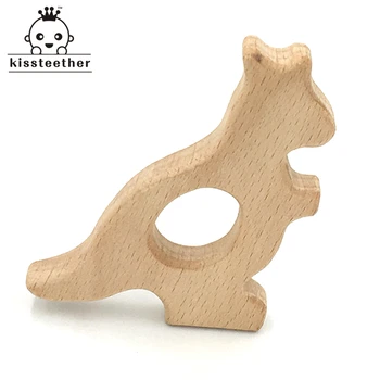 Бук дървена кенгуру натурални ръчно изработени дървени прорезыватель САМ дърво персонализирани висулка на еко-безопасен детски прорезыватель играчки