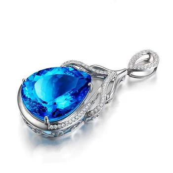 Кристали, колиета, дамски висулки капка вода под формата на синьо AB луксозни модни бижута натурален камък, австрийски кристал