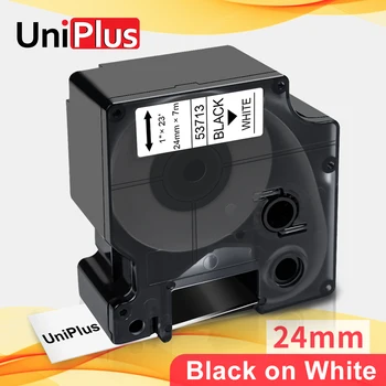 UniPlus 53713 черно на бяло, 24 мм этикеточная Лента съвместима Dymo Tape D1 Label Maker за Dymo Label Printer Labeller LW450 LM500TS