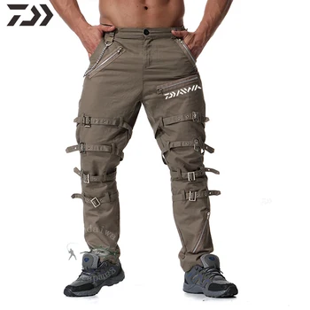 Daiwa панталони мъжете светкавица, мулти-джоб пролет есен дишащи рибарски панталони улични панталони памук ежедневните свободни ловни панталони