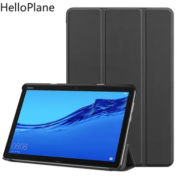 За Huawei MediaPad M5 Lite 10 M5Lite 10.0 BAH2-W19 10.1 Tablet Case Къстър 3 пъти 360 въртяща се стойка на стена flip кожен калъф