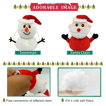 Коледа обръщане на Дядо мини кукла играчки за двустранен флип Снежен човек меки плюшени играчки, подаръци за деца, деца, момчета и момичета B99