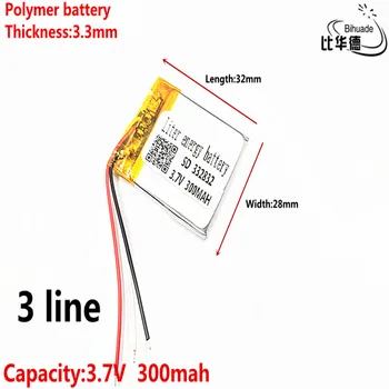 3 линия добро Qulity 3.7 V, 300mAH, батерия от литиев полимер 332832 / Литиево-Йонна батерия за играчки, банка сила, GPS, mp3, mp4