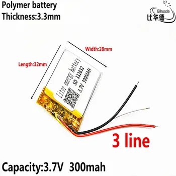 3 линия добро Qulity 3.7 V, 300mAH, батерия от литиев полимер 332832 / Литиево-Йонна батерия за играчки, банка сила, GPS, mp3, mp4