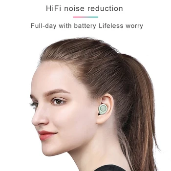 TW60 TWS безжични слушалки Bluetooth 5.0 HiFi стерео слушалки сензорно управление мини хендсфри слушалки, вградена HD, микрофон за жени момиче