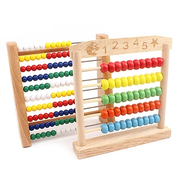 Дървена abacus детски математически играчки топка на Дъгата класически изчисляване на рамка Monterssori дървена играчка за обучение ранното образование бук дърво