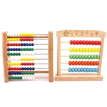 Дървена abacus детски математически играчки топка на Дъгата класически изчисляване на рамка Monterssori дървена играчка за обучение ранното образование бук дърво