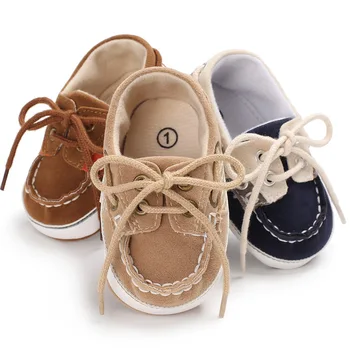 Пролет и есен 0-1 години момче, дете на ежедневни памучни лейси обувки с меко дъно Детски обувки за бебета