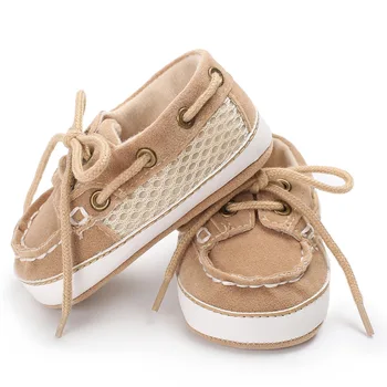Пролет и есен 0-1 години момче, дете на ежедневни памучни лейси обувки с меко дъно Детски обувки за бебета