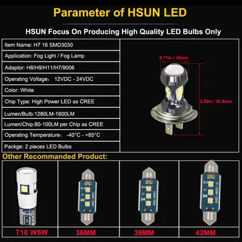Eseastar 2 елемента автомобилни предни фарове за мъгла и дневни ходова светлина H7 led лампа с висока мощност 2000LM бял жълт Auto H 7 лампа 12-24V