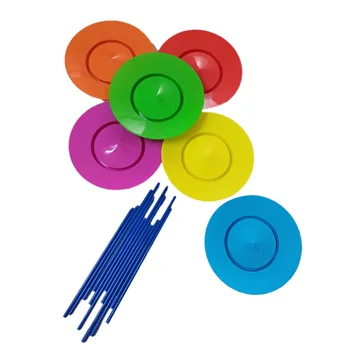 6 Комплекта Пластмасови Въртящата Плоча Жонглиране Подпори Инструменти За Продуктивност Децата Практикуват Умения За Баланс Играчка Къща Открито В Градината