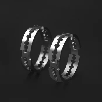 Hemiston Titanium Steel Ring, Hollow Blade Ring, популярна тенденция, мода, мъжете и жените двойка пръстен от неръждаема стомана