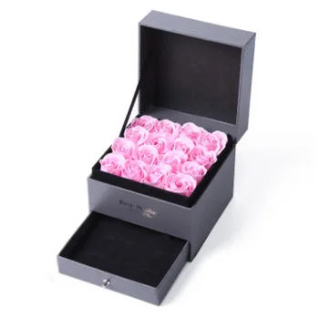 DIY кутия за съхранение на двоен слой с вечна розова Роза подарък кутия за подарък, предпочитан подарък кутия дисплей за бижута