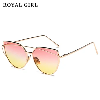 ROYAL МОМИЧЕ високо качество на реколтата дамски слънчеви очила метална дограма за котешко око Слънчеви очила дамски розови, жълти нюанси Oculos UV400 ss221