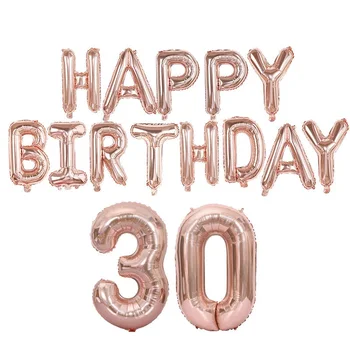 15 бр./компл. Честит рожден ден Балон Letter Number Foil Balloons 18 21 30 40 50 60th Adult Birthday Party Decoration гелиевый балон