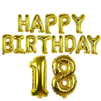 15 бр./компл. Честит рожден ден Балон Letter Number Foil Balloons 18 21 30 40 50 60th Adult Birthday Party Decoration гелиевый балон