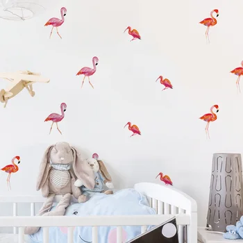 Фламинго стени, стикери за деца стаи момичета стая спалня стикери за стена винил водоустойчив подвижна модерна декорация на дома