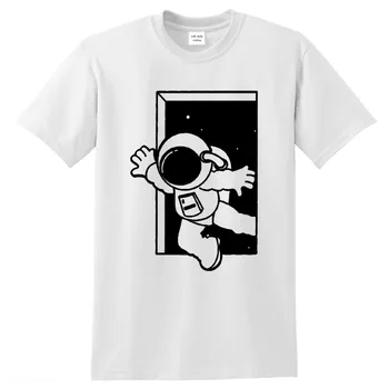 Мъжки t-shirt памук, високо качество на мода ежедневни забавен астронавт печатни мъже тениска slim fit мъжка тениска новост върховете