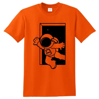 Мъжки t-shirt памук, високо качество на мода ежедневни забавен астронавт печатни мъже тениска slim fit мъжка тениска новост върховете
