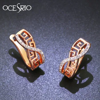 OCESRIO Brand New Gold 585 Stud Earrings Cubic Цирконий CZ Rose Gold Earrings 585 Fashion Jewelry for Women ers-j72