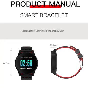 KY108 1.3-инчов цветен екран на смарт гривна на Мъже, Жени фитнес тракер измерване на налягането на монитор на сърдечната честота часовници Smart Watch