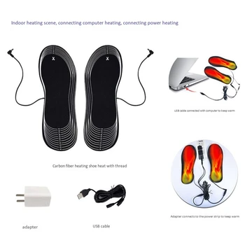 GERGANA-USB електрически отопление стелки топлинна ходила с топъл обувки и стелки за мъже жени Зимни лов ботуши обувки риболов, туризъм
