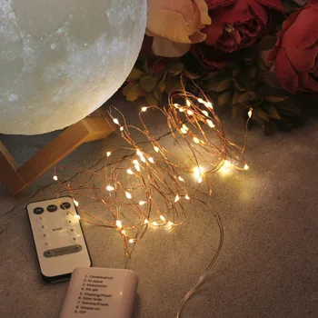 5/10/20M LED меден проводник Light String осем режима на батерията и USB Power Фея Garland Светлини For Christmas Wedding Decor Light
