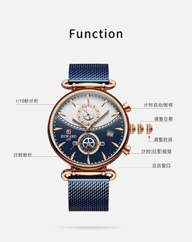 Наградата двойка да гледат нови мъжки часовник елегантен хронограф, календар каишка от неръждаема стомана, кварцов механизъм водоустойчив
