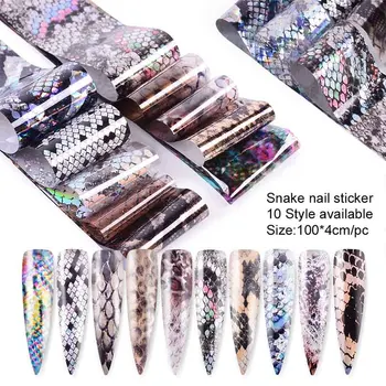 10 дизайн/набор мулти стил везни нокти фолио за нокти изкуство предаване фолио етикети обикновена хартия блестящи цветни UV-гел тайна нокти етикети