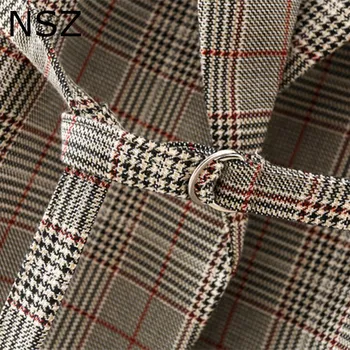 NSZ жени големи ломаную Елегантния блейзър диагонални мода дами офис работа официално палто бизнес сако каре палто