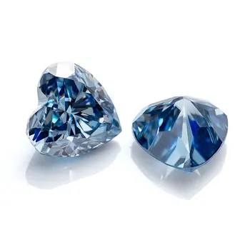 NEW royal blue 8*8 мм сърце cut moissanite quality with certification vvs1 яснота earring kolczyki Обеци, пръстен, гривна ко