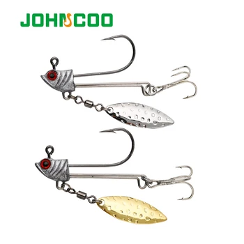 JOHNCOO 3pcs Jig Head Hook 7.2 g 9.2g16. 4g окачени куки със златен / сребърен лист, върба за меки риболовни примамки