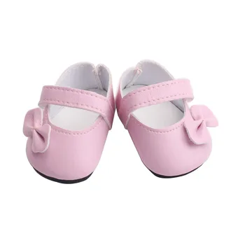 Кукла обувки и аксесоари прекрасна розова принцеса плоски обувки, подходящи 43 см кукла бебе и 18 инча момиче кукла g9