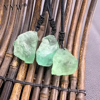 10 бр натурален зелен оригинален флуорит окачване огърлица верига за ръчно изработени бижута етнически Реколта камък висулка колие за жени