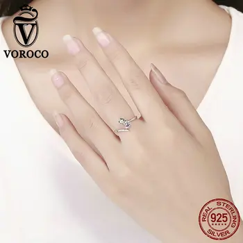 2019 ВОРОКО истински сребро 925 очарователни Cat пръстени за жени, годишнина от сватба бижута подарък, жените луксозен подарък BKR446