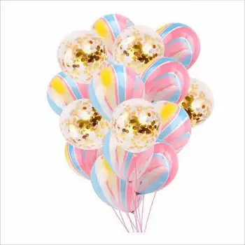 15шт смесени балони, конфети рожден ден украси децата на възрастни пайети мрамор балон, балон, рожден ден балон декор балон