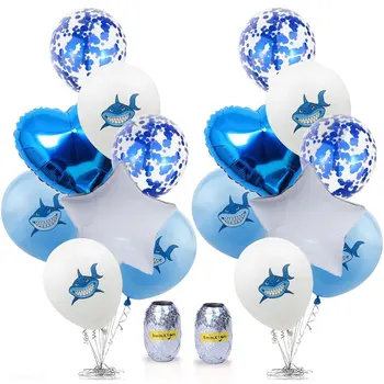 12 инча акула латексови балони бебе душ конфети бутилки Лента децата Рожден Ден на море тема украса на партията Globos 63D