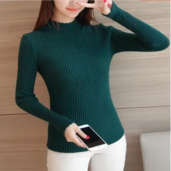 2021 пролет есен жените Дами с дълъг ръкав от дантела вязаная поло тегли пуловер, риза топ Femme корейски дръпна растягивающийся casual