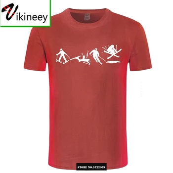 Evolution Ski Funny Printed T Тениски Men Summer Short Sleeve-T-shirt памук Ски спорт подарък за приятел на съпруга си върхове чай