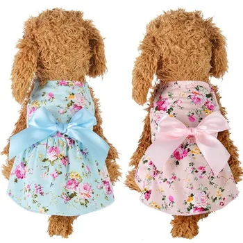 Лентата Пет Cat Dress For Small Dogs Summer Dresses Cat Clothes Cozy Sleeveless Dog Shirt Princess Party Dog Пола Пет Clothing35