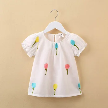 VIDMID Детски дрехи Детски памук цвете момиче с къс ръкав тениска годишният топ Детски тениски чист памук дрехи P824