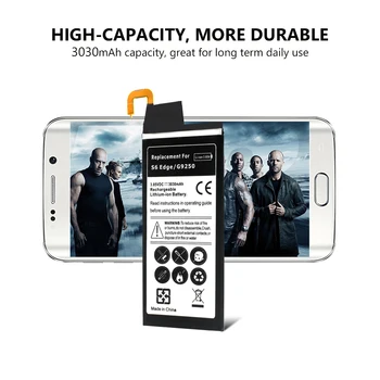 Оригинал YCDC 3030mAh литиева батерия подмяна на батерия за Samsung Galaxy S6 Edge G9250 G925F G925k G925l G925a батерия